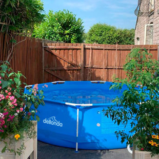 Steel Round Frame Set Pool 76cm H x 360cm W x 360cm L , with Pump Included
