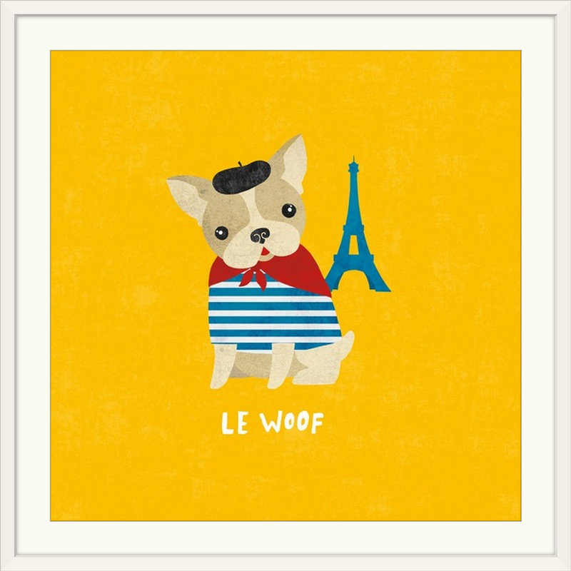 « good dogs french bouledogue » par moira chocolat, impression, H 24 po x l 24 po x P 1 po, Cadre blanc