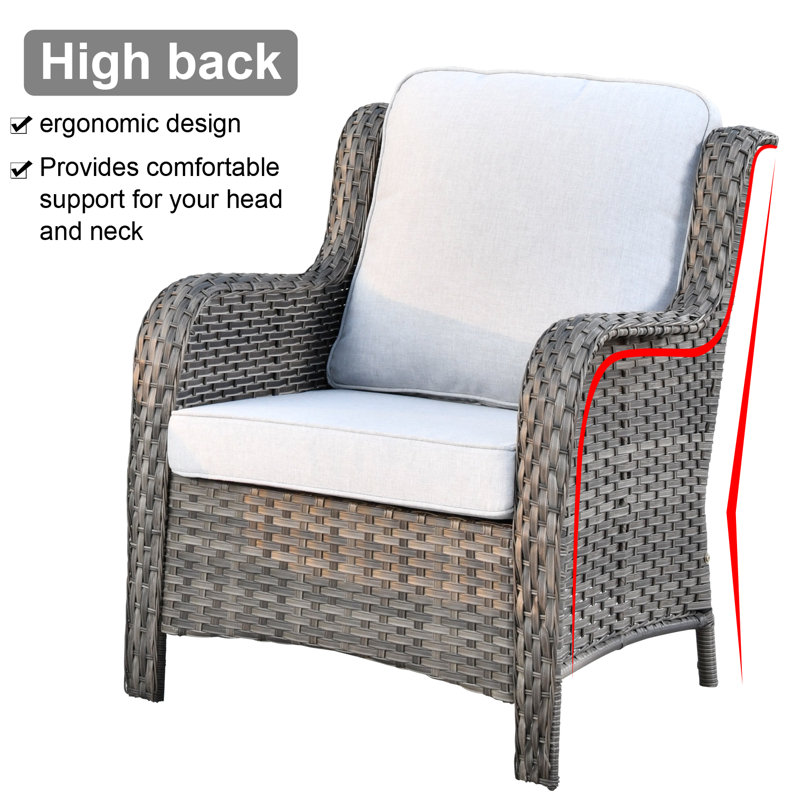 5 - Person Patio Conversation Set with Cushions, Gray, No