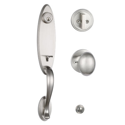 Handleset with Single Cylinder Deadbolt and Door and Rosette