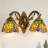 2 - Light Tiffany-Style Wall Sconce Dragonfly Stained Glass Vanity Light