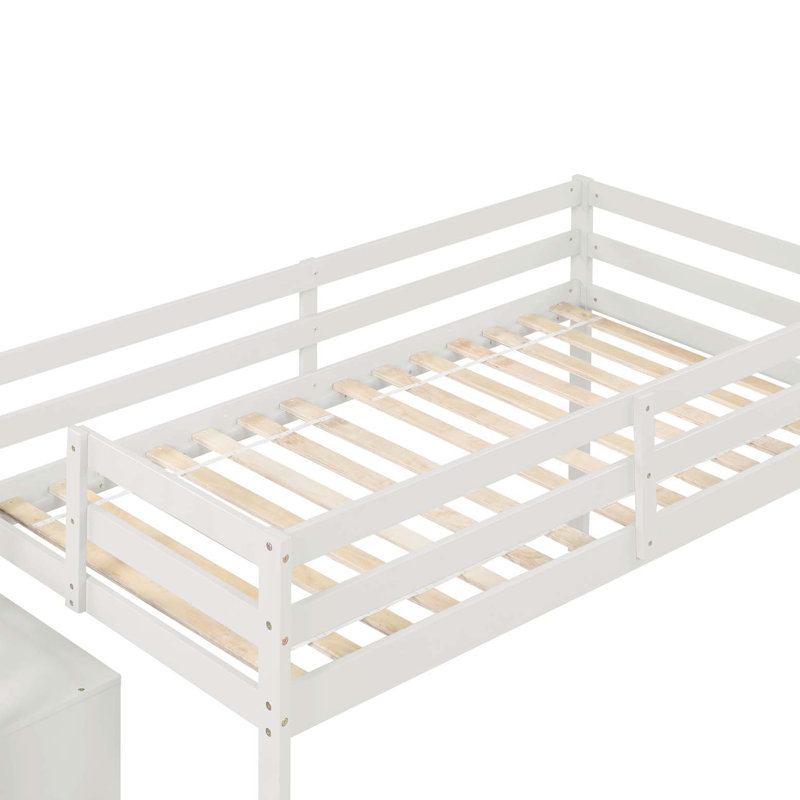 Loft bed with staircase , White, White