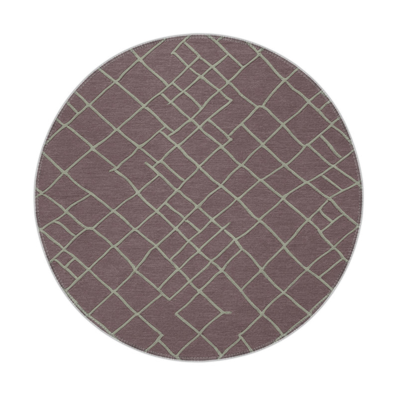 Trellis Black Indoor and Outdoor Area Rug, Round 5'