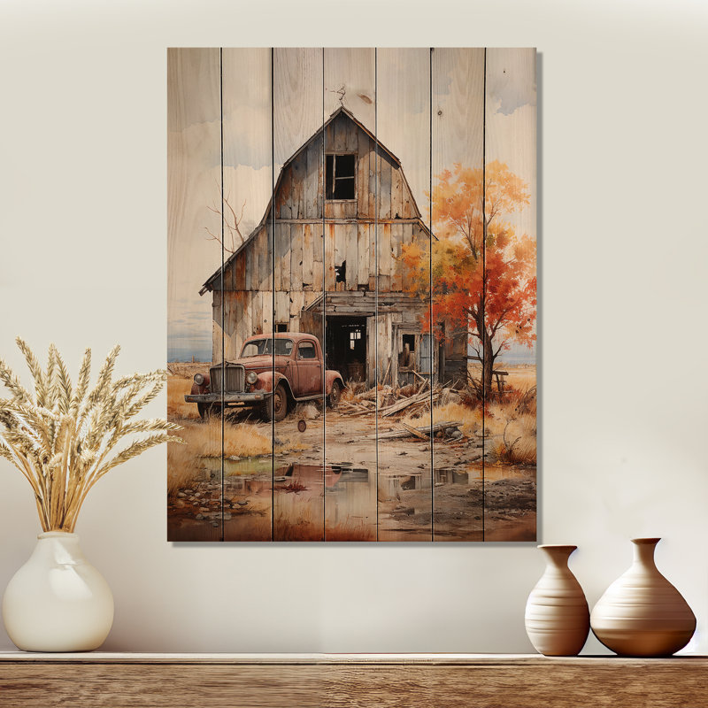 Barns Rustic Charm IX - reproduction de ferme sur bois de pin naturel, H 32 po x l 24 po x P 0,78 po
