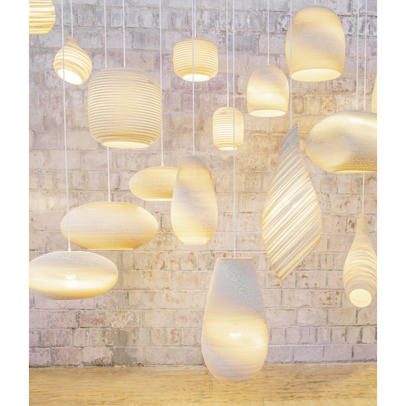 Scraplights Organic Nest Recycled Cardboard Pendant Light, 24" H x 9" W x 9" D, Blonde