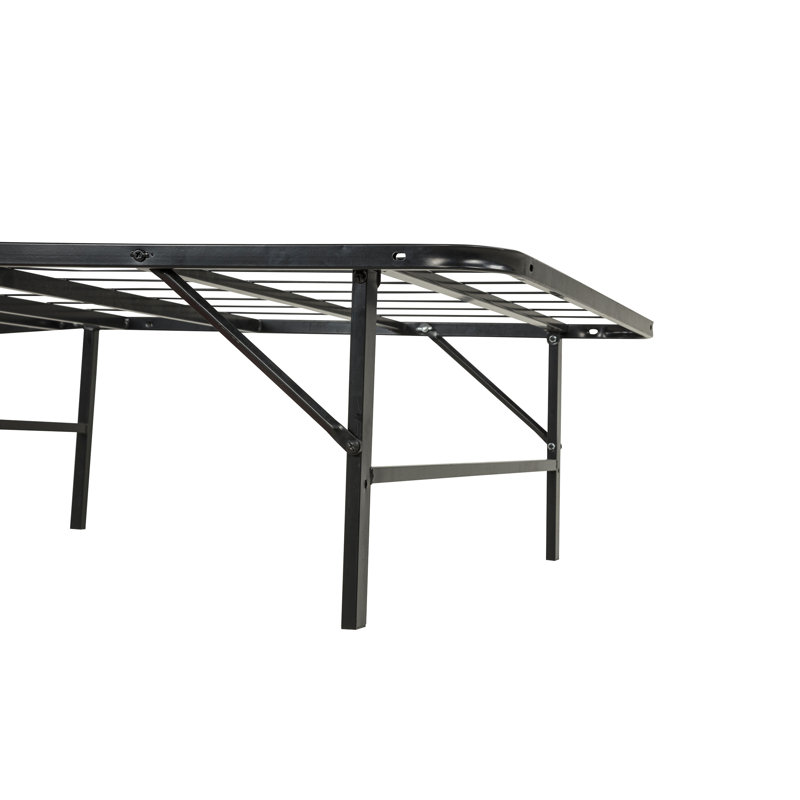 Cadre de lit plateforme pliable en métal noir Kramer pour lit simple, Lit simple