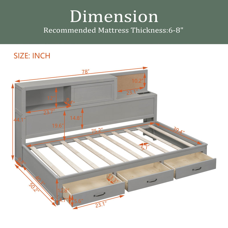 Kardin Daybed, Twin, Gray