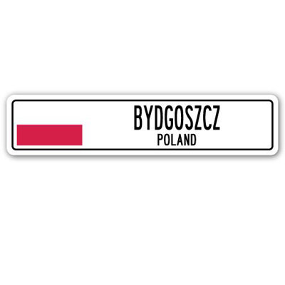 Boscobel Bydgoszcz, plaque de rue en aluminium avec drapeau de la Pologne