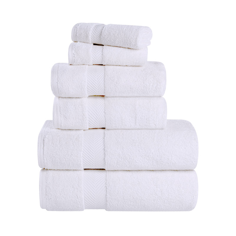 Hamachi Zero Twist Ultra Soft 6 Piece 100% Cotton Towel Set, White, 6 Piece Towel Set