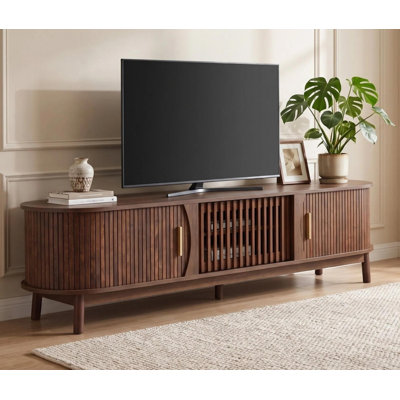 Modern Farmhouse TV Stand for 75" TVs, Wood Entertainment Center with Storage Cabinet, TV Console Table for Living Room, Bedroom