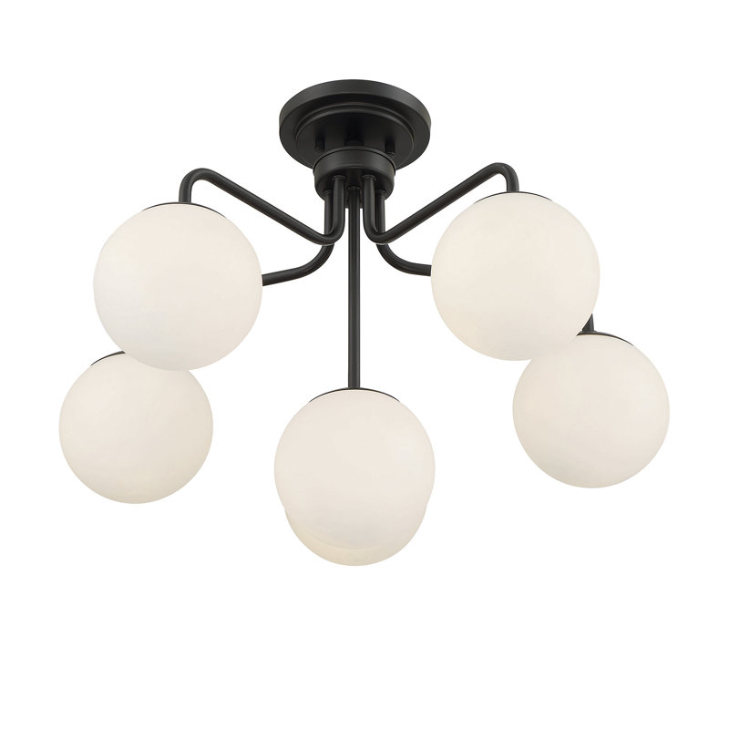 Plafonnier noir à 6 lumières Chemise, Blanc, Noir