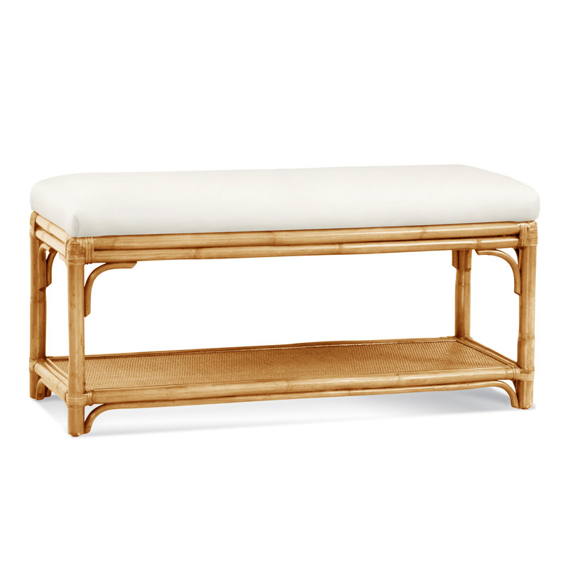 Summer Retreat Wicker Shelf Storage Bench, Havana, Elite Ivory; 0321-91