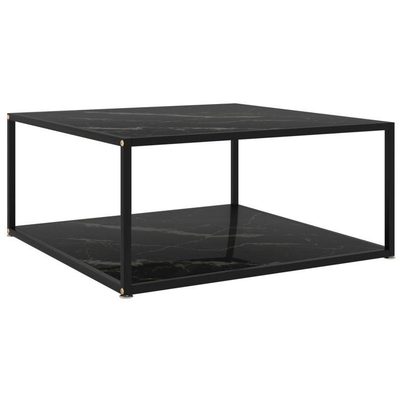 Table basse à cadre simple avec rangement, H 13,8 po x L 31,5 po x l 31,5 po, Noir / gris