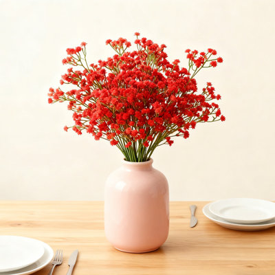 20 pièces de fleurs artificielles pour bébé, 21 pouces de fleurs simulées, décoration de fête, décoration de table, rouge