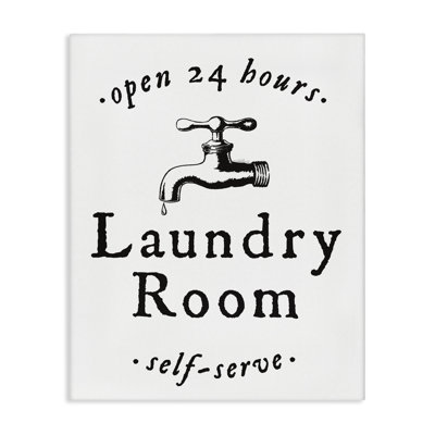 «Self Serve Laundry», art mural sur toile avec lettres et doublure