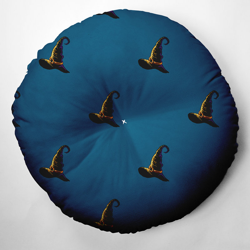 347_Witches Brew - coussin de sol touffeté à motif d'Halloween, 30 po x 30 po, Bleu