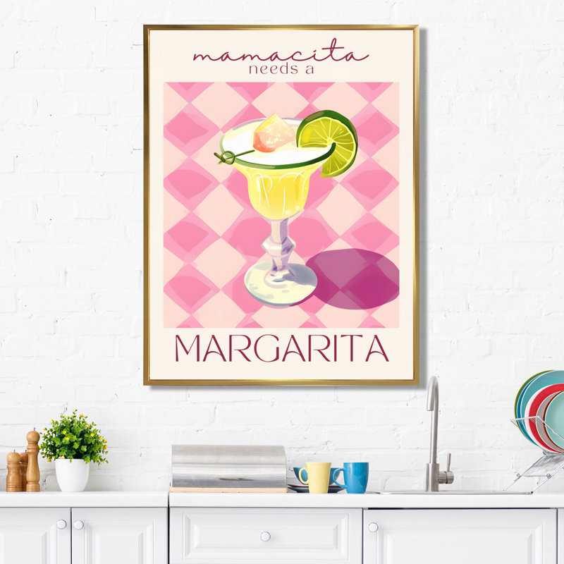 «Cocktail with Lime Slice For A Night Out I», impression d'art mural, H 20 po x l 12 po, Cadre flottant doré