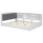 Lit plateforme double en bois blanc avec tête de lit, tablettes et conception rembourrée, structure de la table rotative, facile à assembler-1276084189
