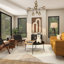 The Novogratz Polyester Geometric Living Room Framed Wall Art with Tan Layered Arches