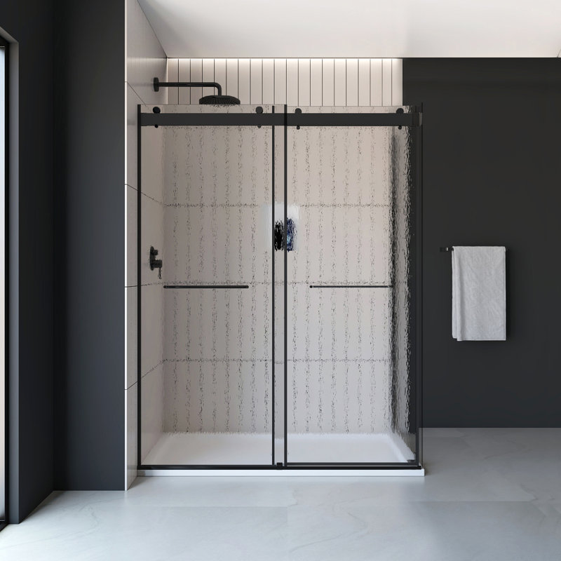 Ensemble de douche rectangulaire sans cadre 48 po x l 36 po x H 76 po Molly, Gauche, Noir