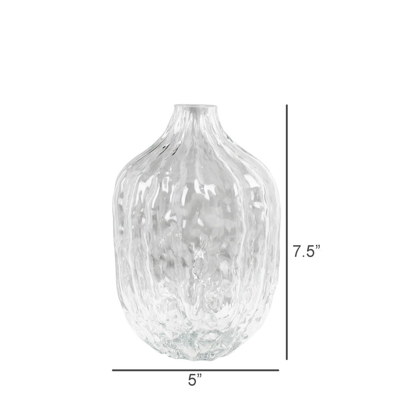 Ridged Glass Bottle - Sm, overall height- 7.5''