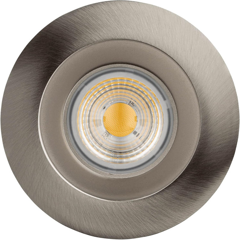 Éclairage encastré 4 po rond 15 W? 1100 lumens blanc doux 27k, Nickel brossé