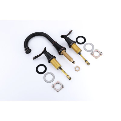 Robinet de lavabo de salle de bain espacé de 8 po en bronze huilé - Douchette pivotante 360 ° avec ensemble de bonde escamotable et boyaux pivotants à 3 trous de 8 po, alimentation