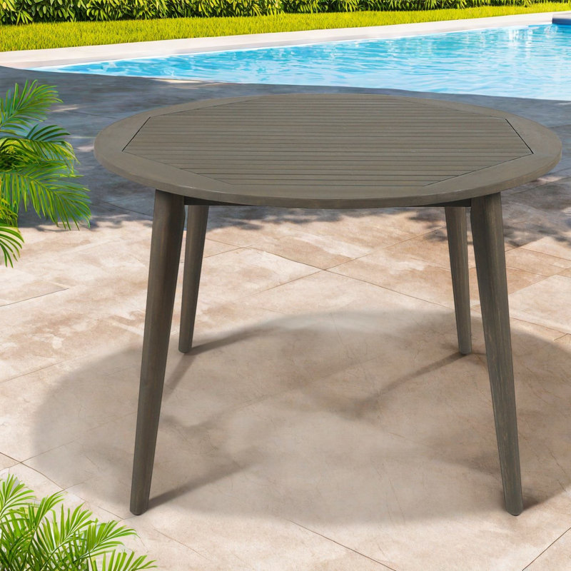 Tables de patio modernes, salle à manger ronde en bois d'acacia de 47,25 po pour la maison