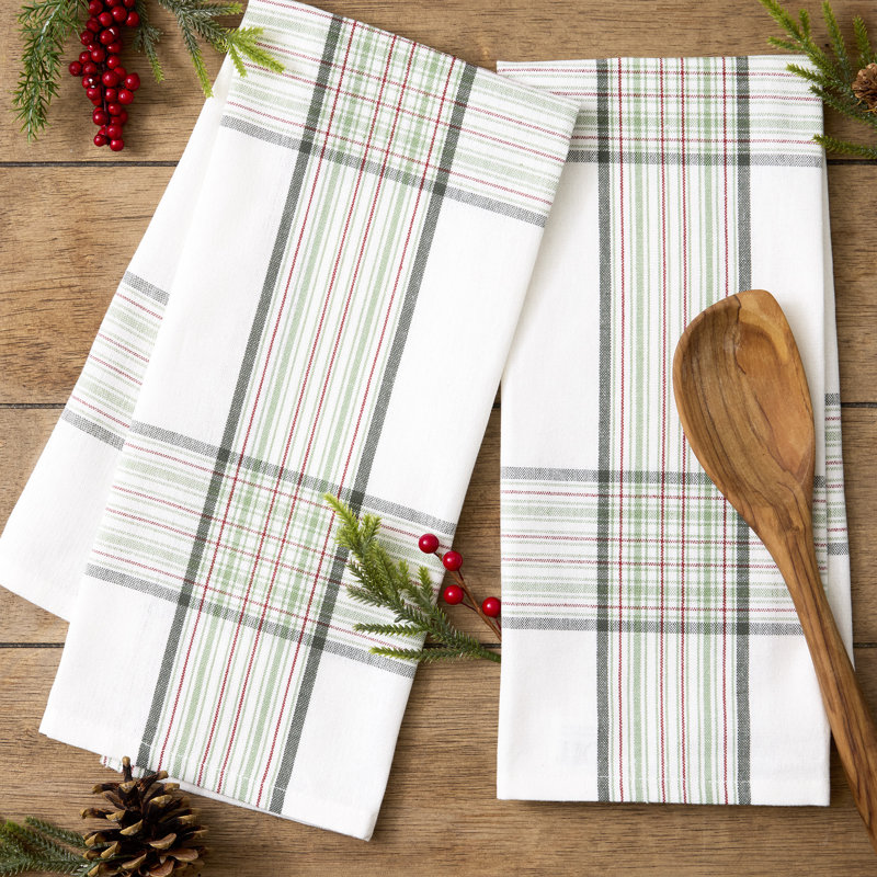 Tree Farm Plaid Semi Bleach Dishtowel Set/2