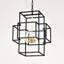 Suspension de 4 lanternes noir mat et or, luxueuse pour cuisine, salon, hall d'entrée, couloir avec plafond réglable en hauteur, bureau.
