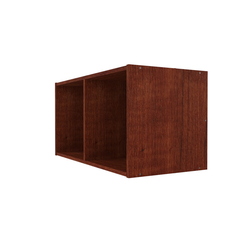 Dark Cherry 24.6" Laminated Wood 2-Cube Bookcase Organizer