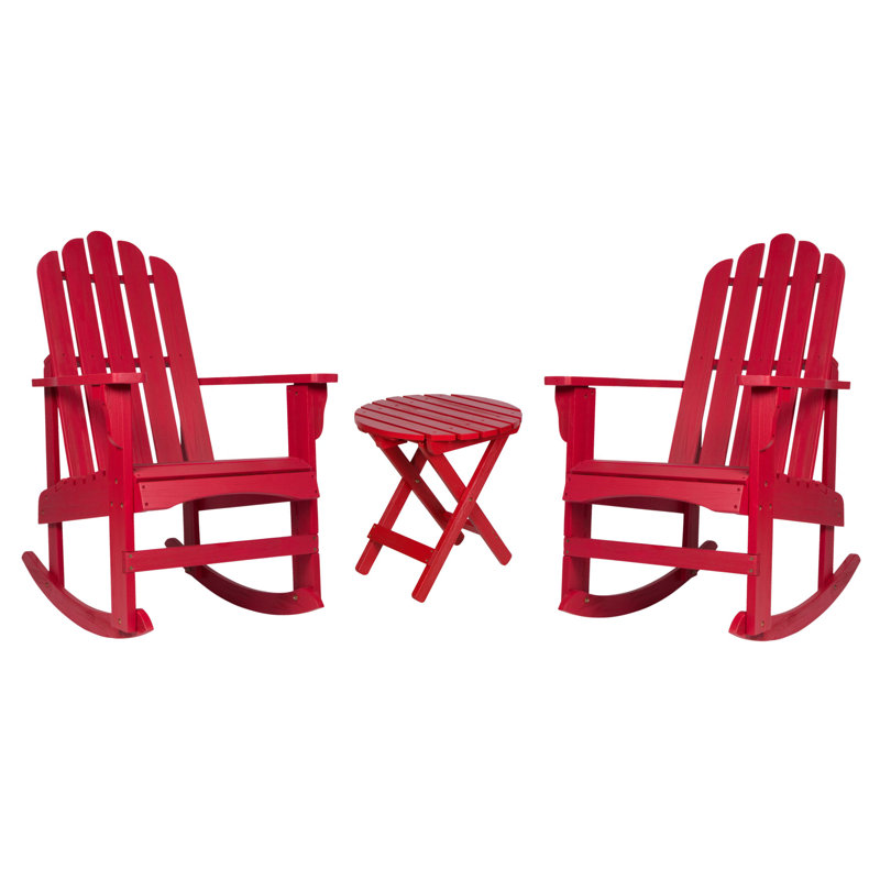 Chaise berçante d'extérieur en bois de peuplier Brely, Rouge