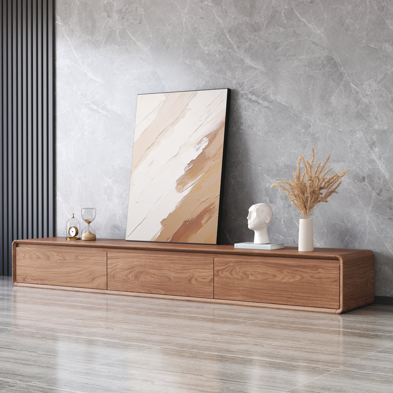Modern Walnut TV Stand With 3 Drawers For Stylish Living Room Storage