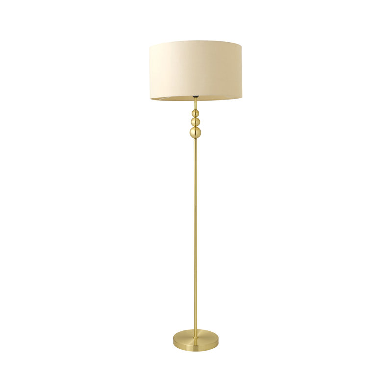 Randalia 145cm Traditional Floor Lamp, Natural, Brushed Gold
