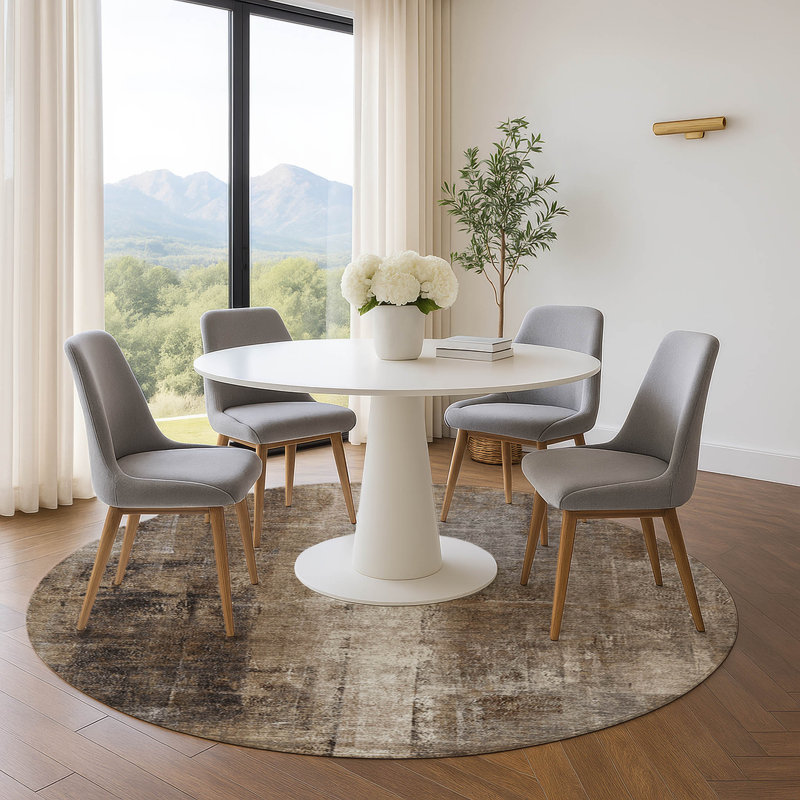 Premium Machine Washable  Abstract Rug, Round 8'