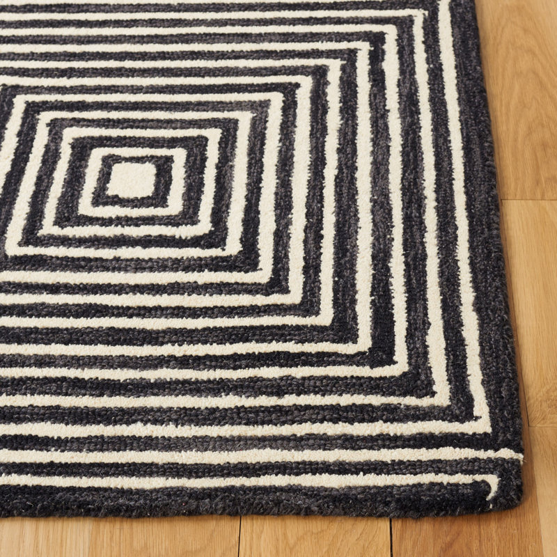 Tapis noir / beige Swansea Metro 454, Tapis de couloir 2 pi 3 po x 7 pi