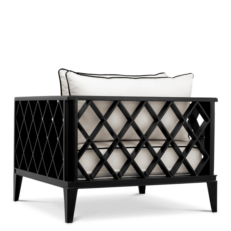 Ocean Club Outdoor Lounge Chair, Matte Black Frame/White Cushion