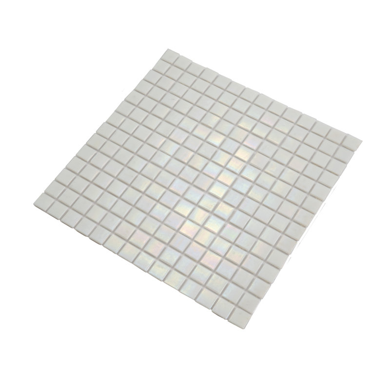 Carreau de mosaïque en verre lustré 12 po x 12 po Nacreous (20 pieds carrés / caisse) (paquet de 20), Blanc
