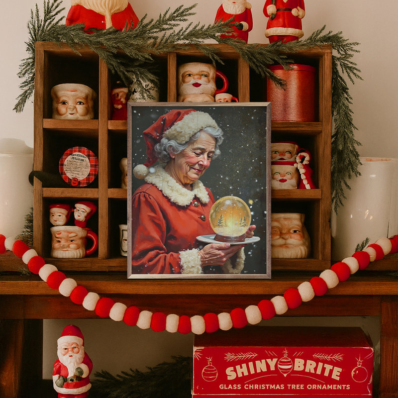 Mme Claus avec globe de neige, H 20 po x l 16 po