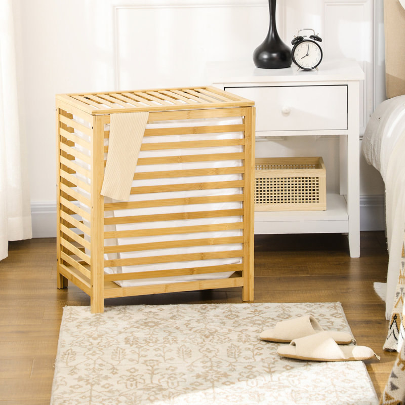 Panier à linge naturel avec couvercle et sac de doublure amovible, 19,28 po x 13,89 po x 23,5 po