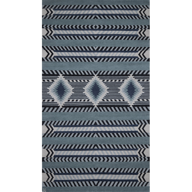 Mesa Hand Knotted Wool Geometric Shapes Area Rug, Rectangle 9' x 12'
