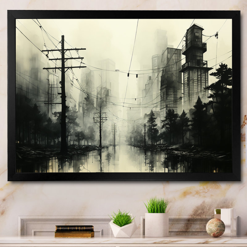Lignes électriques Vinatige, Cadre simple noir, H 16 po x l 32 po x P 1 po