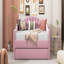 Lit de jour simple rembourré capitonné avec couchette, canapé-lit en velours avec ports USB et ports de charge de type C, aucun sommier nécessaire, rose-1537259020