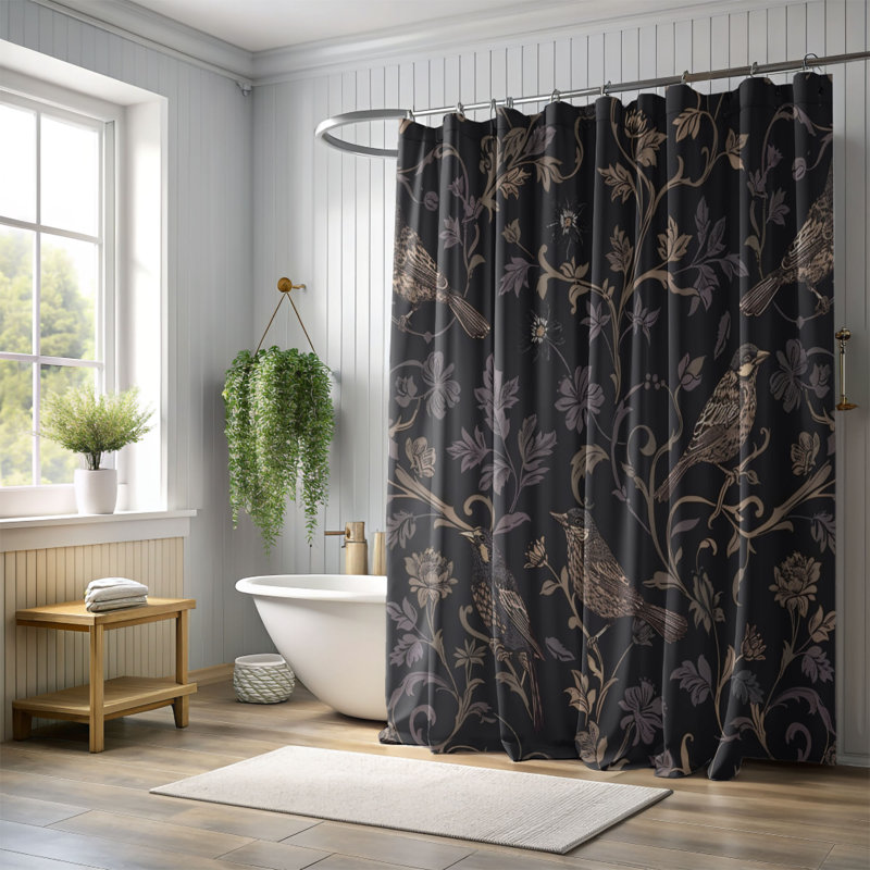 Rideau de douche Dark Blossom Premium, H 74 po x l 71 po