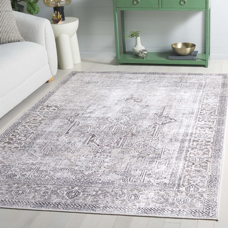 Wajahat Orlando Felt/Velvet/Laminated Film Machine Washable Southwestern Rug in Taupe/Beige, Rectangle 5'3" x 7'6"