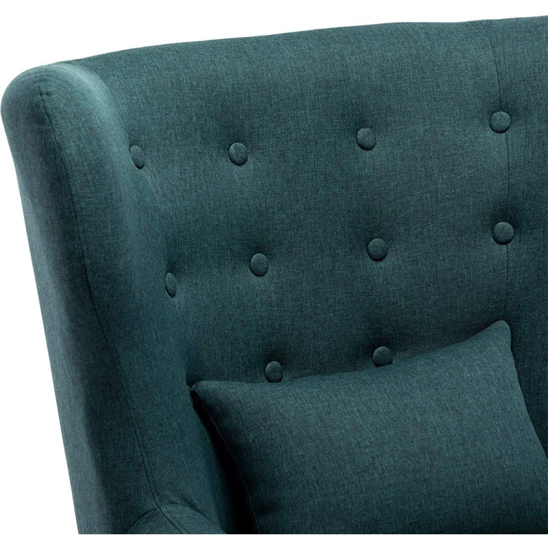 Glennon Upholstered Wingback Chair, Green with Footstool