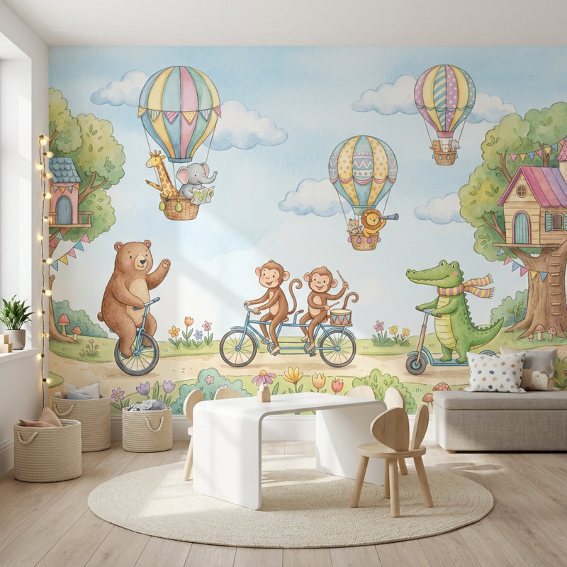 Papier peint fantaisiste avec cabane dans les arbres, Non tissé non collé, 200 po x 120 po