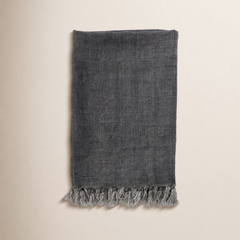 Montauk Hand Woven Blanket, Charcoal, 110" W x 90" L