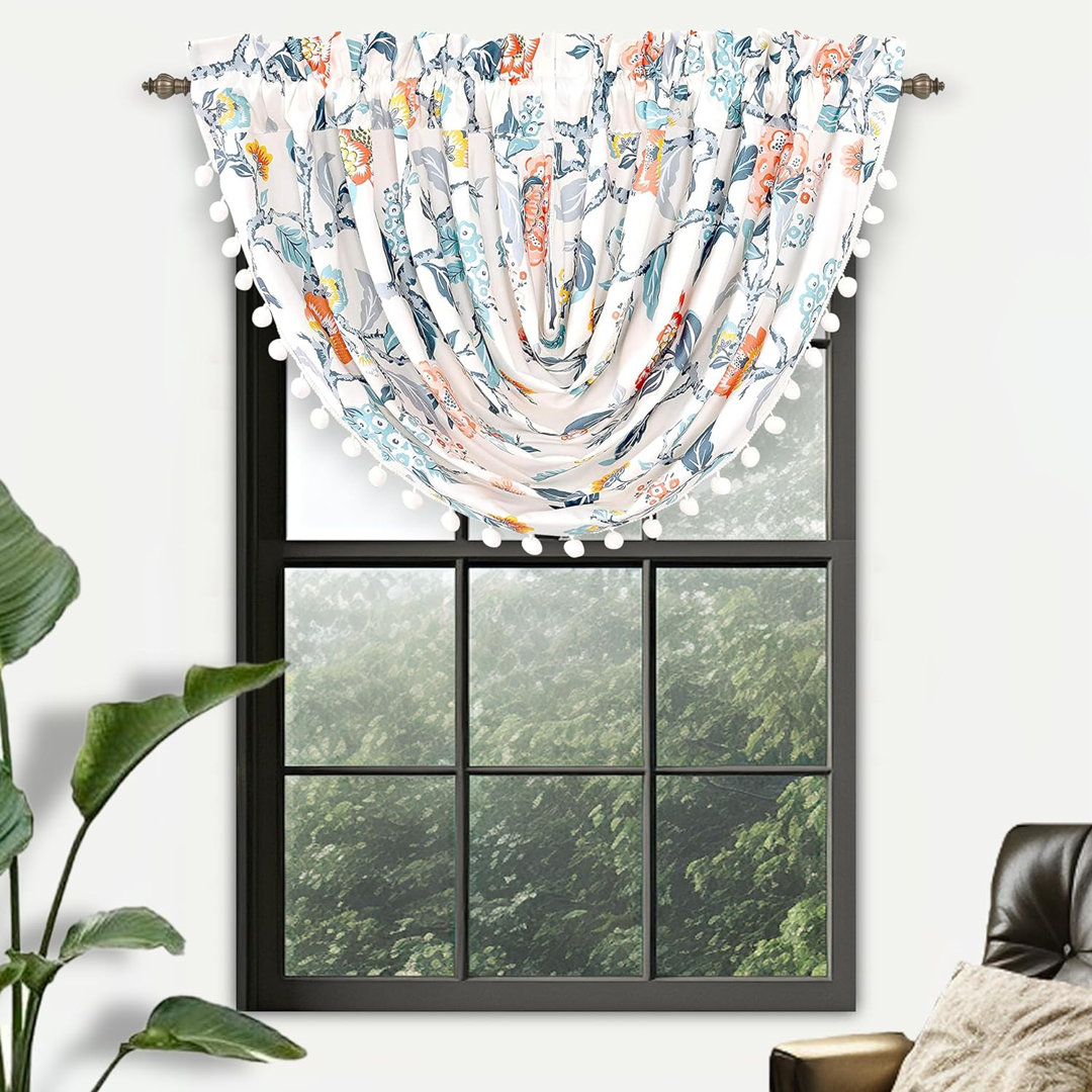 Alarie Floral Pointed Window Valance Red Barrel Studio®
