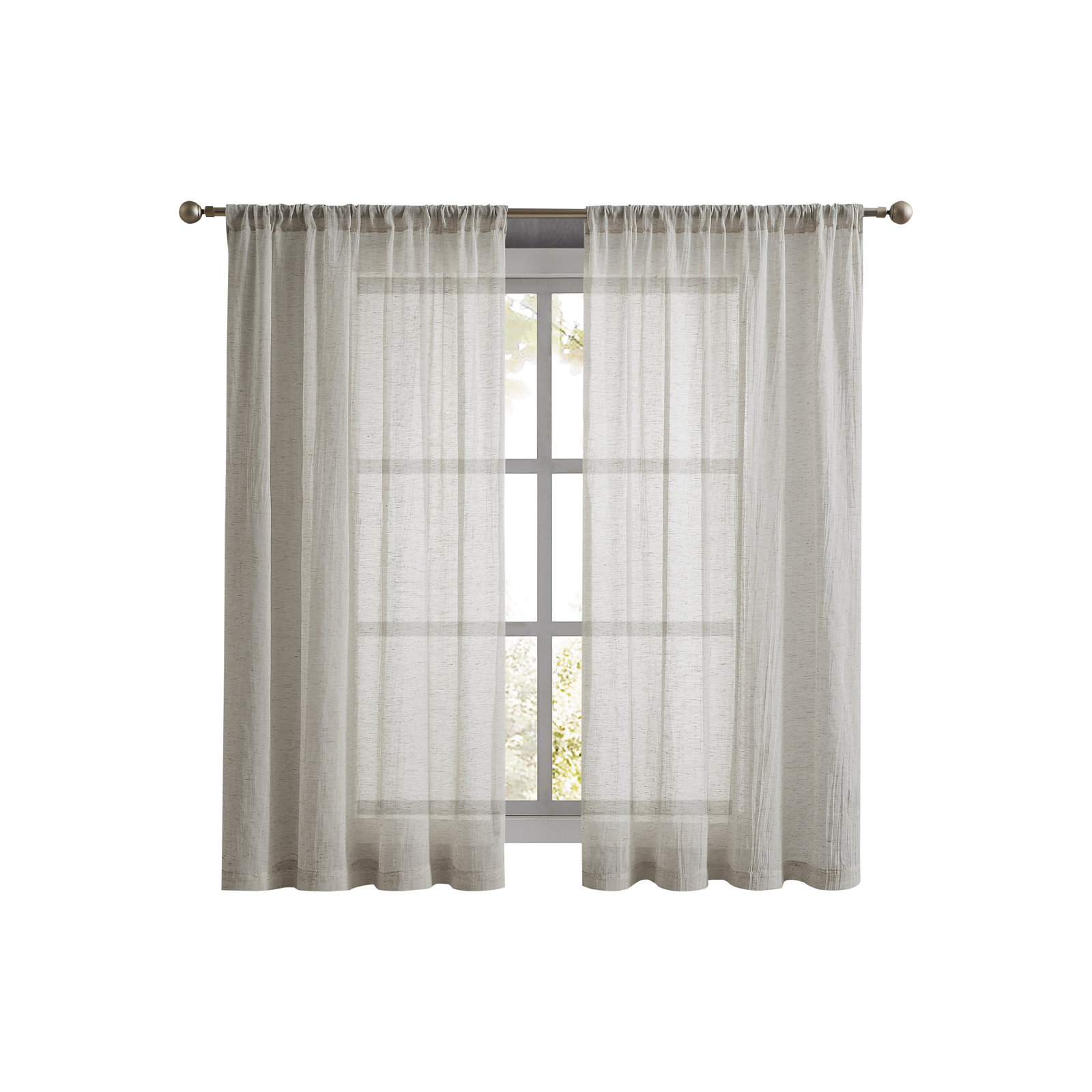 Solid Semi-Sheer Curtain Panels, 50" W x 84" H, Light Beige